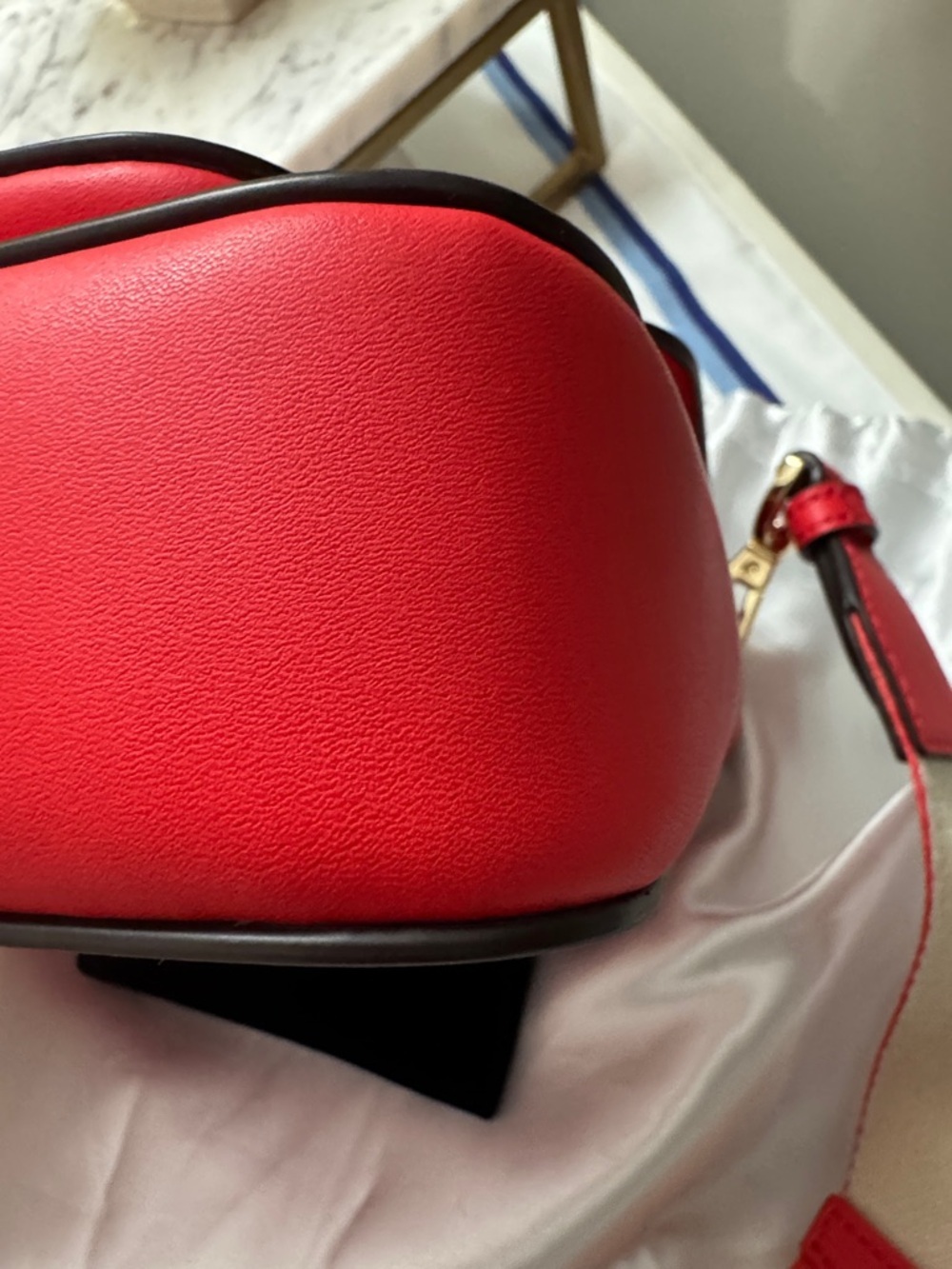 Michael Kors Sloan Editor Red Leather Crossbody with Branded Canvas Strap - Picture 4 of 14